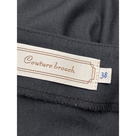 Couture Brooch Women Black Pleated Cinch Waist Dress Size 38 (M) - Picture 10 of 12